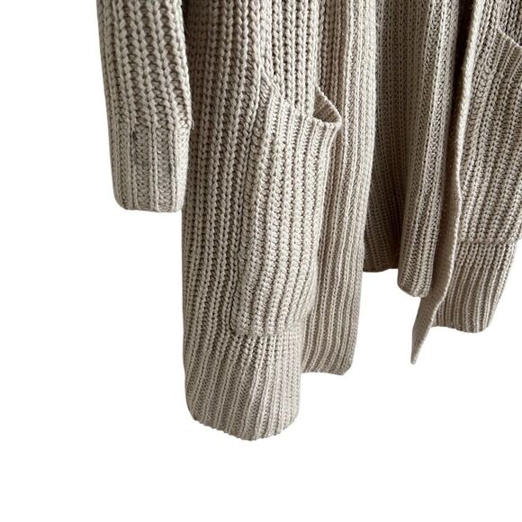 a.n.a A New Approach Open Front Ribbed Knit Cotton Cardigan Sweater Cream XL - Picture 5 of 8